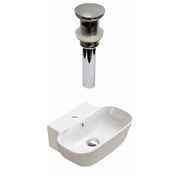 AMERICAN IMAGINATIONS 16.34-in. W Wall Mount White Vessel Set For 1 Hole Center Faucet AI-33454